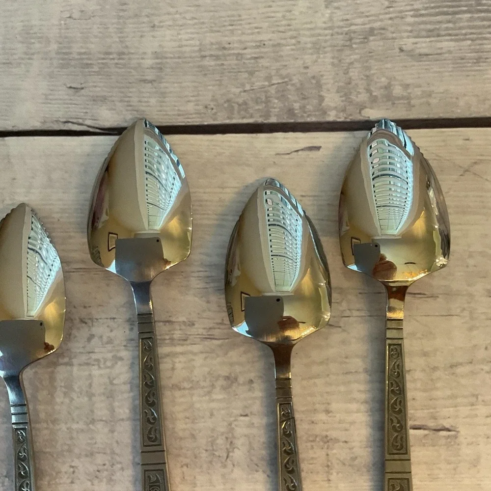 Riviera RIF4 Stainless Flatware Japan Set Of 7 Grapefruit Spoons MCM Vintage